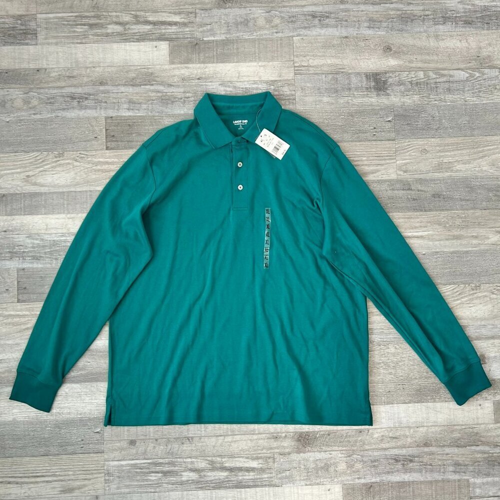 Land's End NWT Green Long Sleeve Button Front Knit Men's Top I21